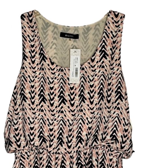 41 Hawthorn Marie Abstract Chevron Dress Pink Elastic Waist - M - Picture 3 of 11